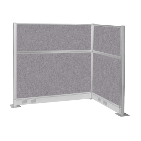 Versare Pre-Configured Hush Panel Electric Cubicle (L Shape) 6' x 4' Cloud Gray Fabric 1859367